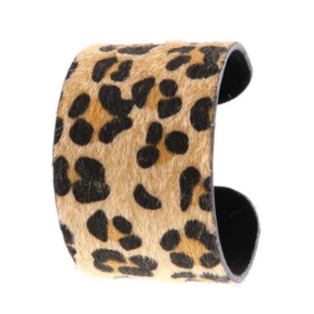 Vegan Fur Leopard Cuff Bracelet